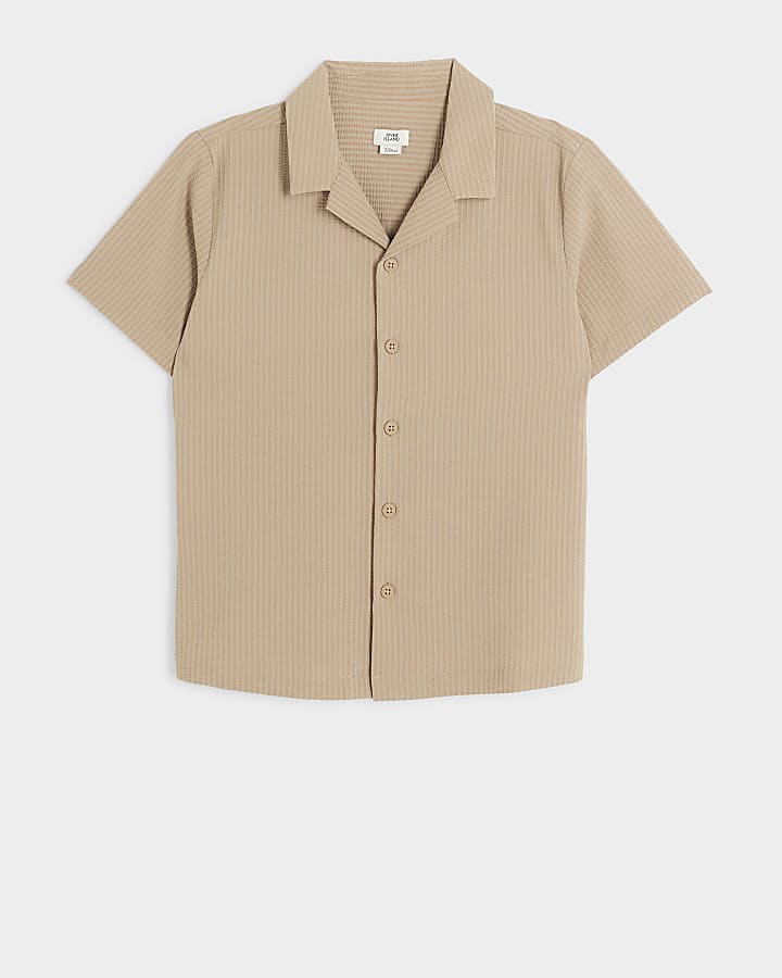 Boys stone seersucker shirt