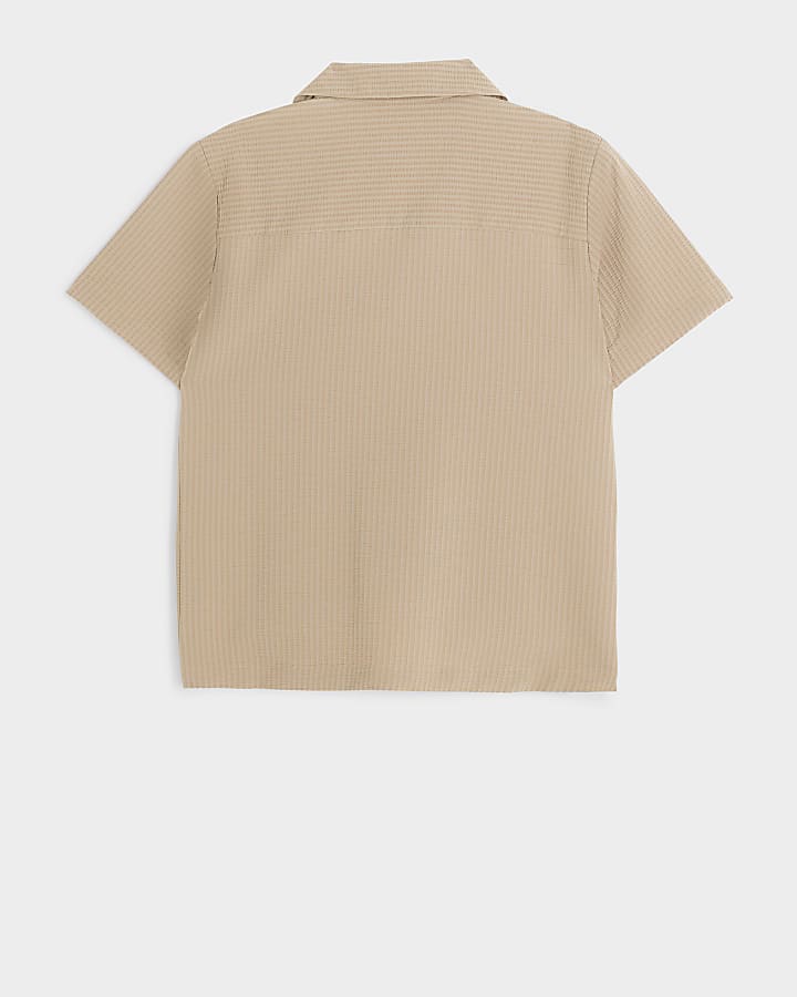 Boys stone seersucker shirt