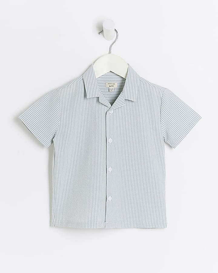 Mini boys Green Seersucker Shirt