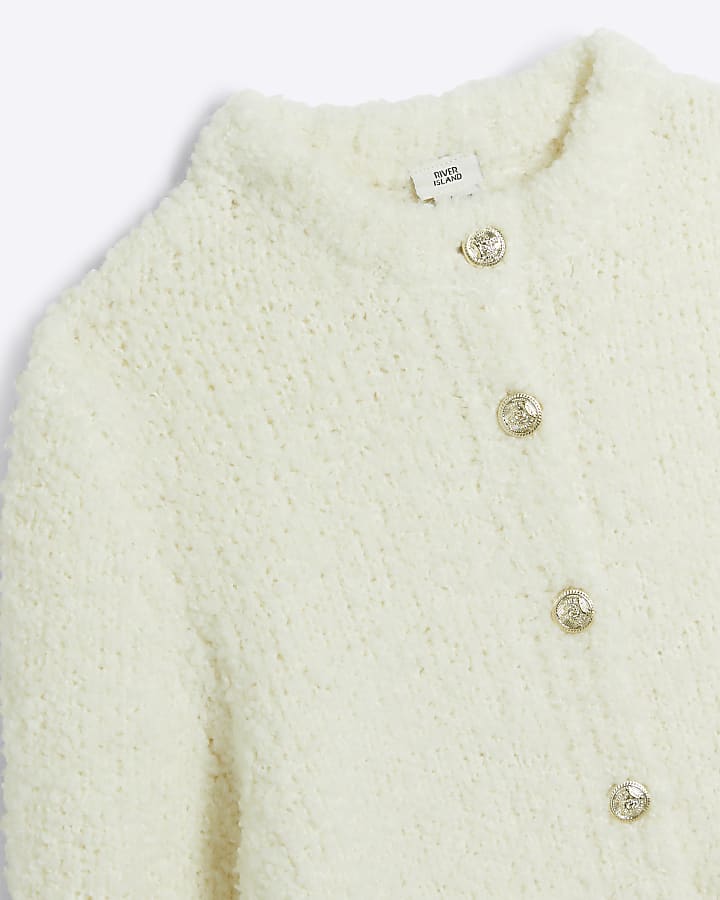 Girls cream boucle cardigan