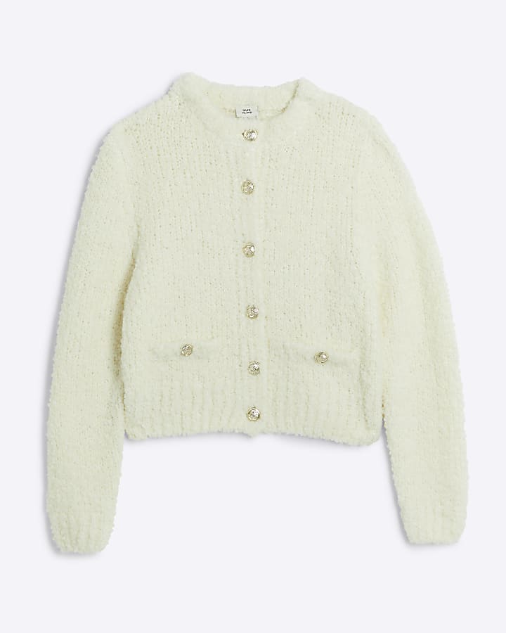 Girls cream boucle cardigan