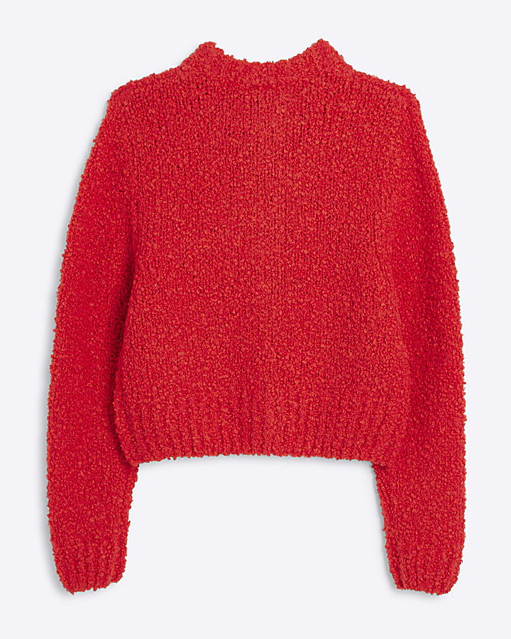 Girls Red Boucle cardigan