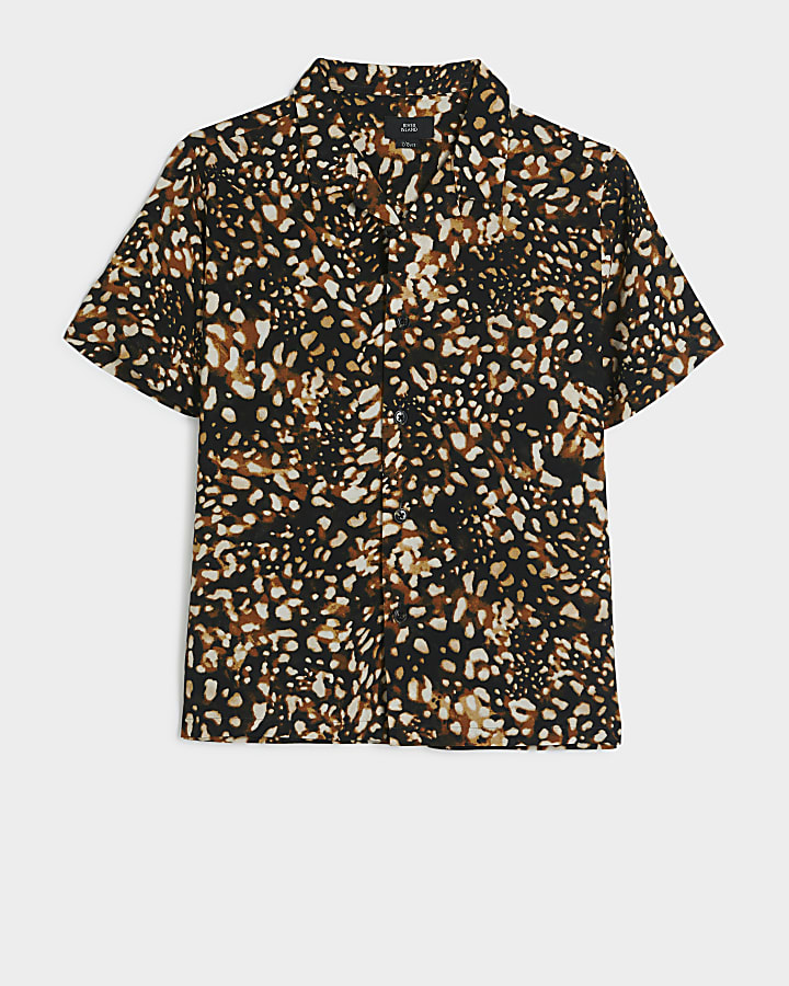 Boys black leopard print shirt