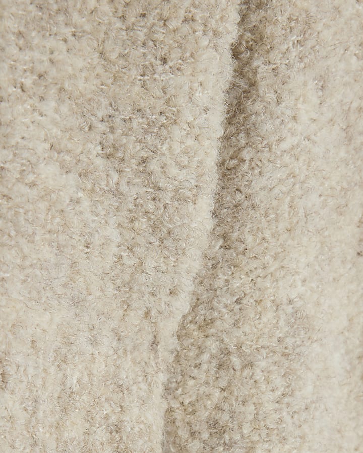 Girls Beige Boucle Zip Funnel Neck Jumper