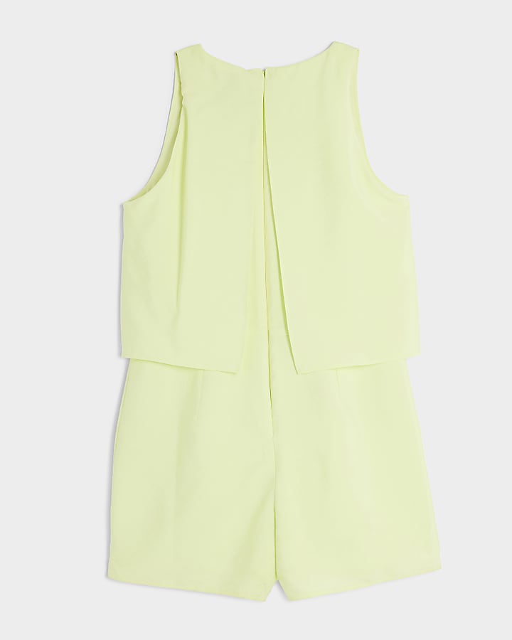 Girls lime layered playsuit