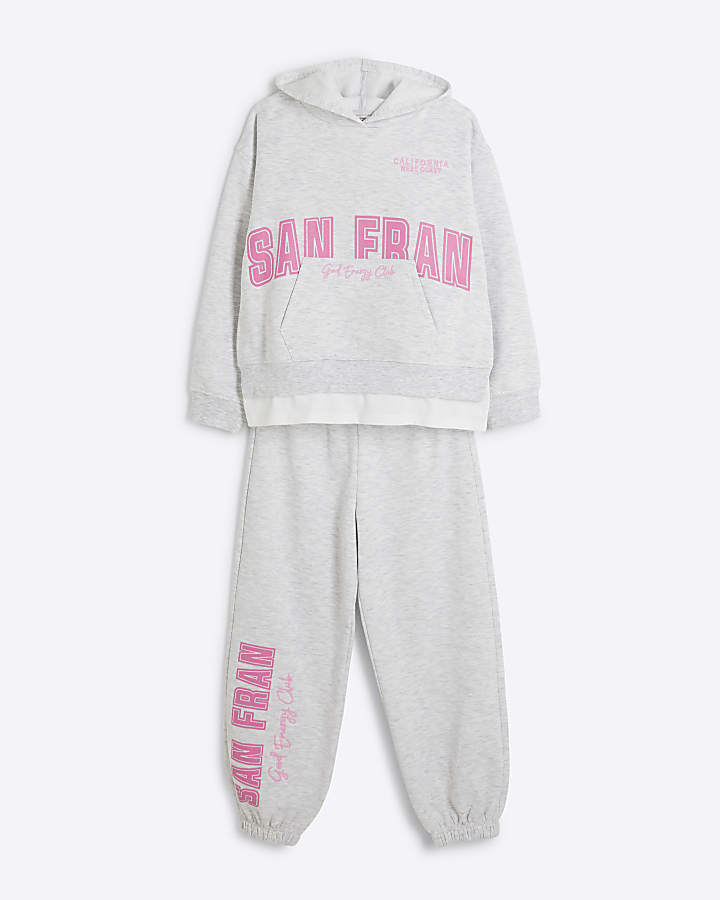 Girls grey hybrid hoodie and joggers set