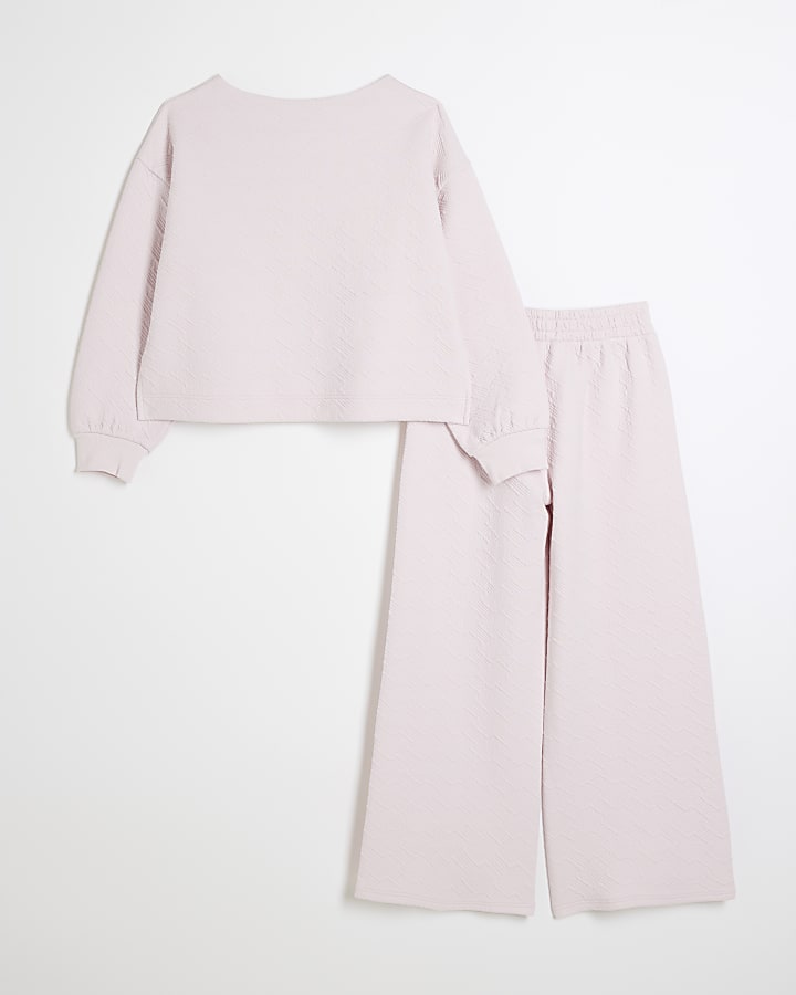 Girls pink textured sweatshirt set