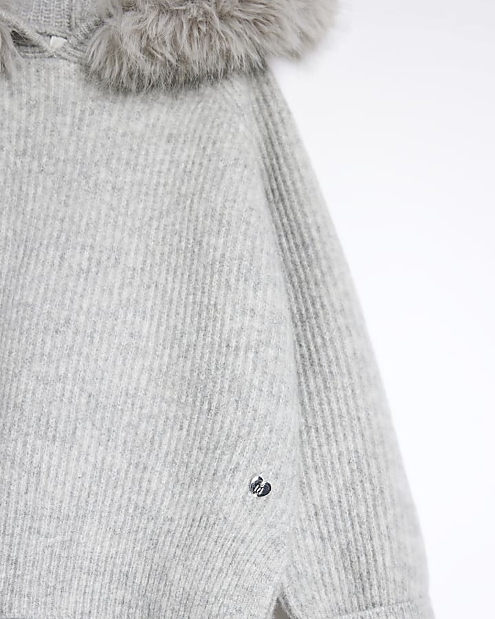 Grey Rib Hooded Wide Leg Set