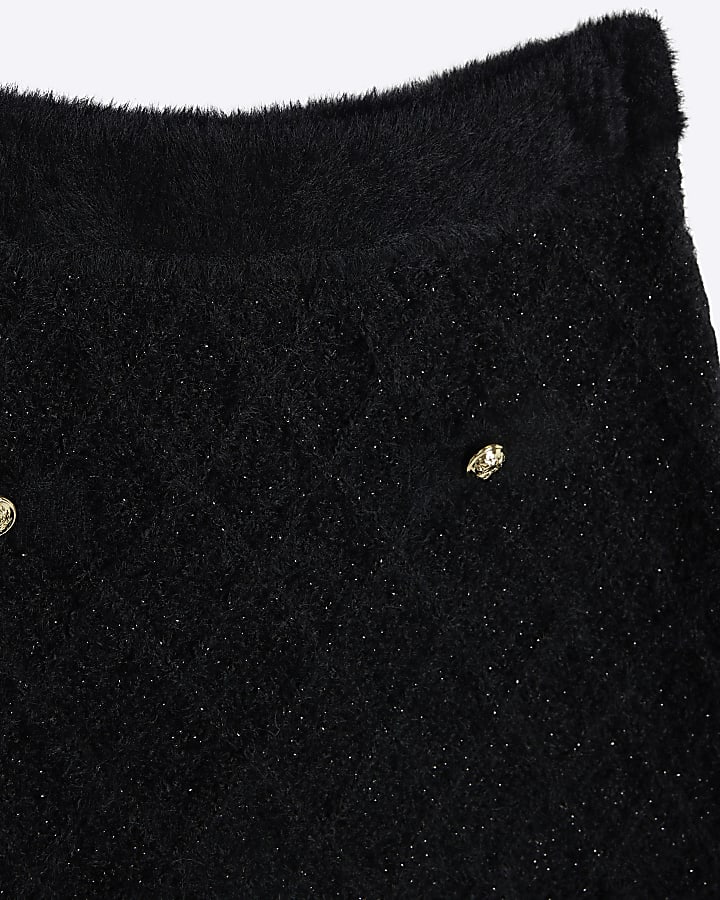 Girls Black Sequin Cardigan Set