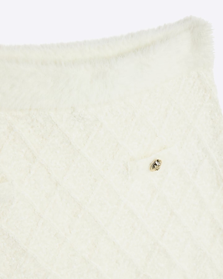 Girls Cream Sequin Cardigan Set