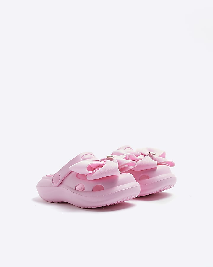 Mini girls pink bow detail Clogs