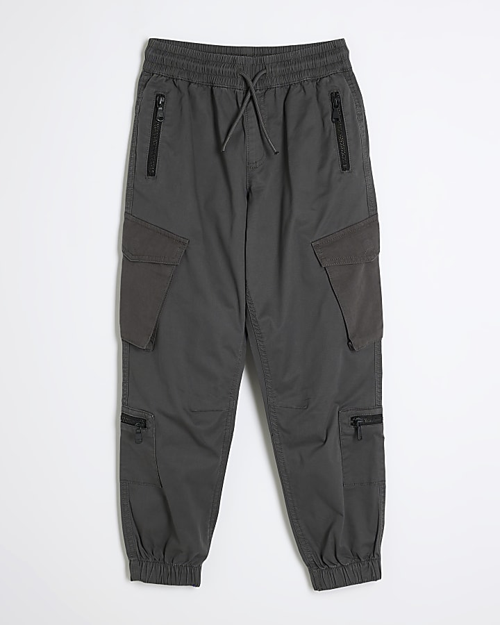 Boys Grey Cargo Joggers