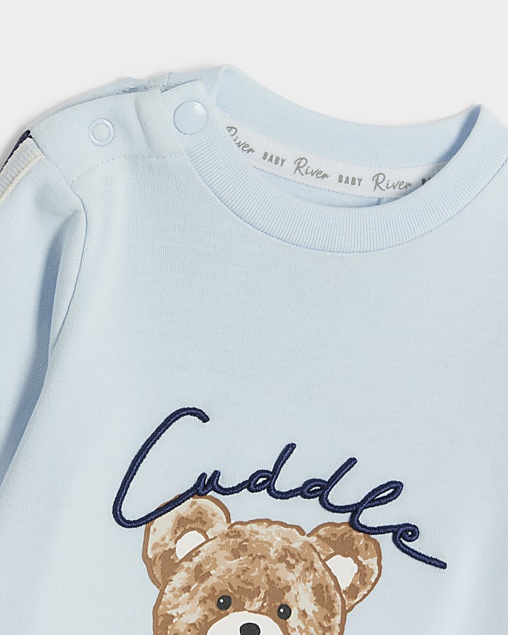 Baby boys blue bear sleepsuit