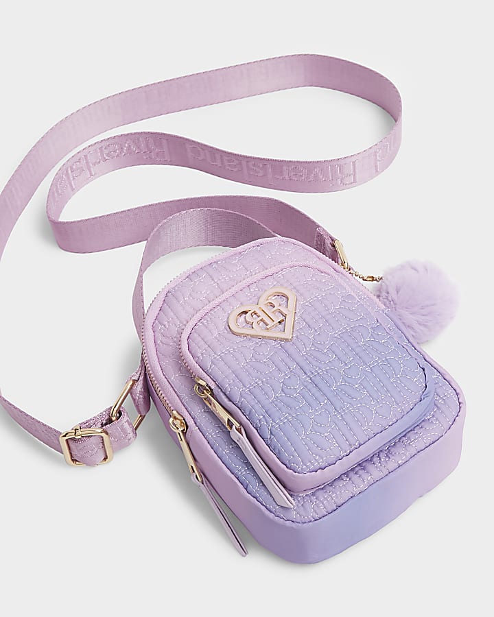 Girls blue embroidered ombre cross body bag