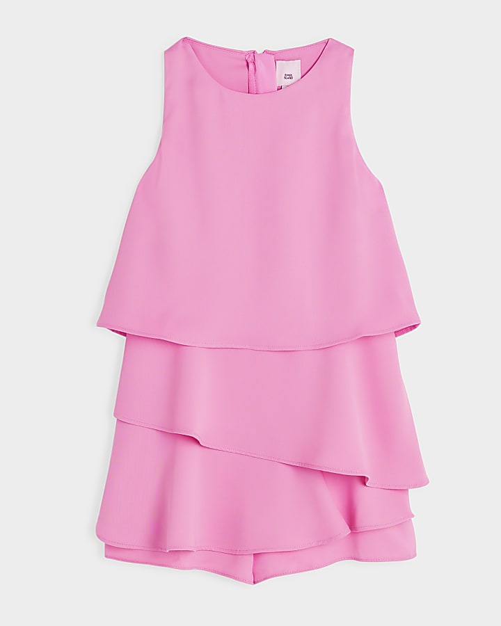 Girls pink Layered Playsuit