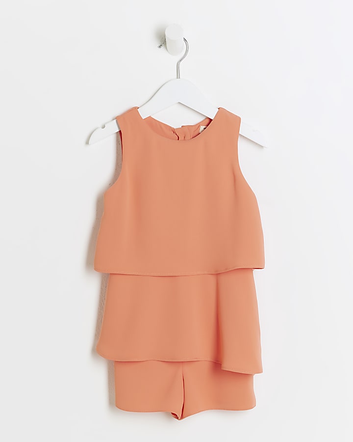 Mini Girls Coral layered Playsuit