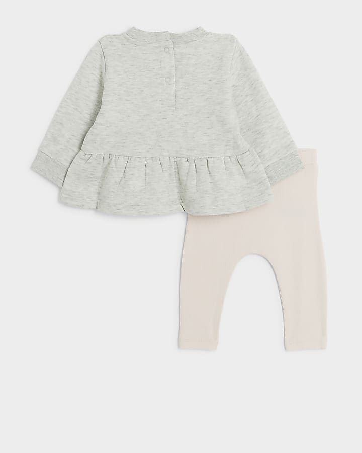 Baby girls grey ballet peplum sweatshirt set