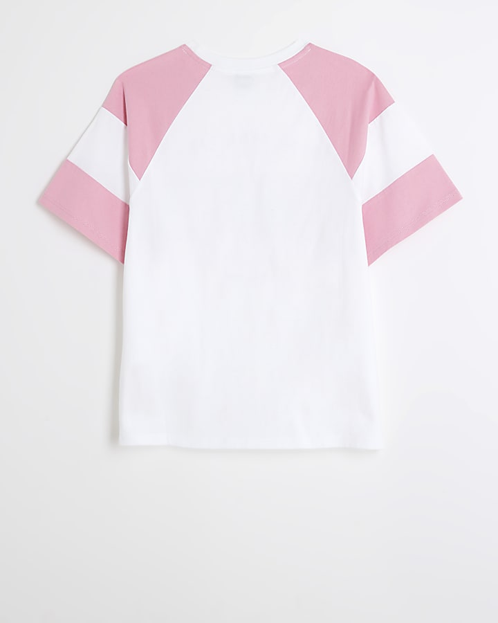 Girls pink oversized varsity graphic t-shirt