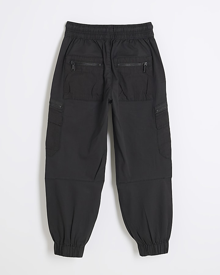 Boys Black Ripstop Cargo Trousers