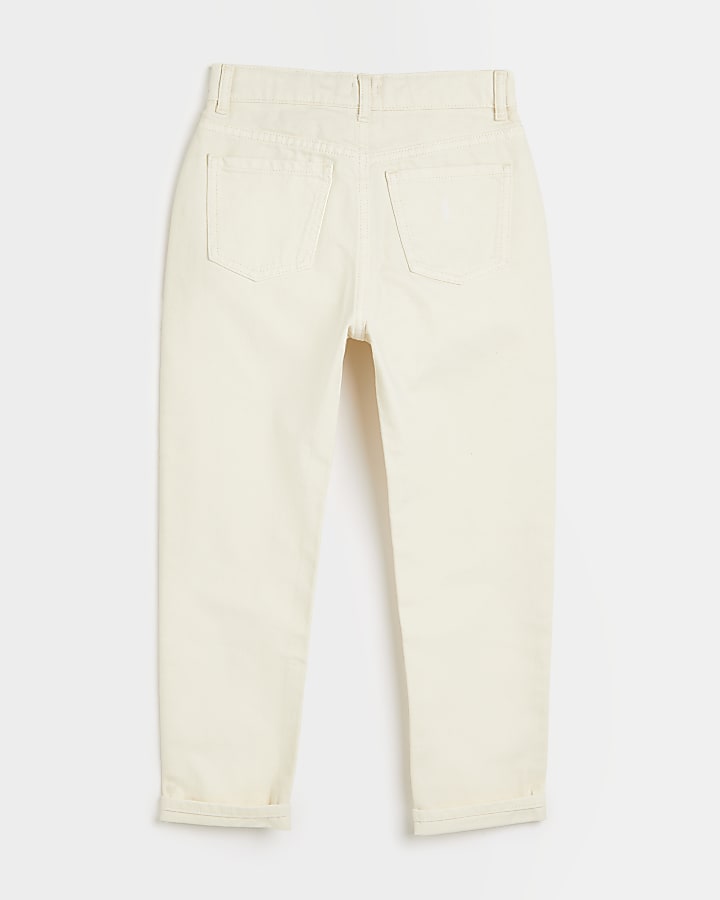 Girls beige mom jeans