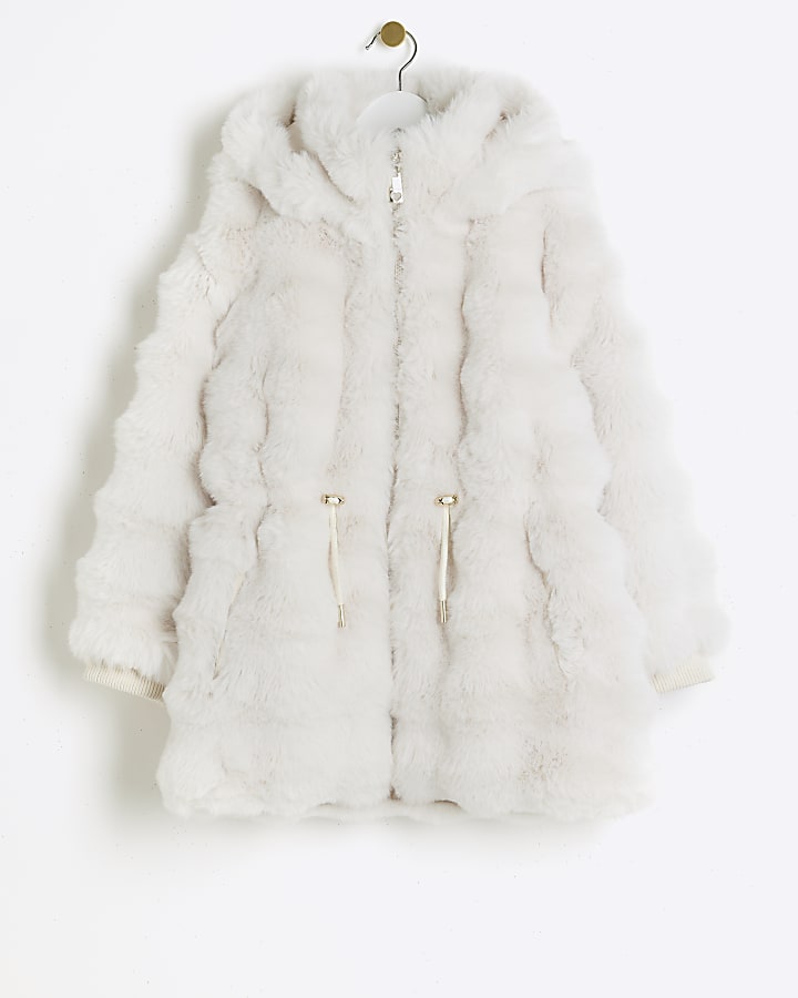 Girls cream faux fur coat online