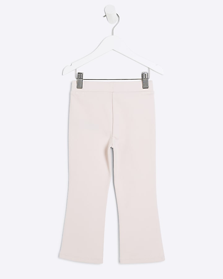 Mini Girls Pink Faux Leather Flare Trousers