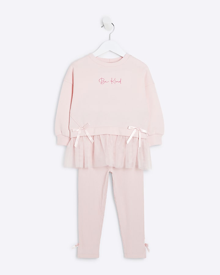 Mini Girl Pink Tulle Sweatshirt Set