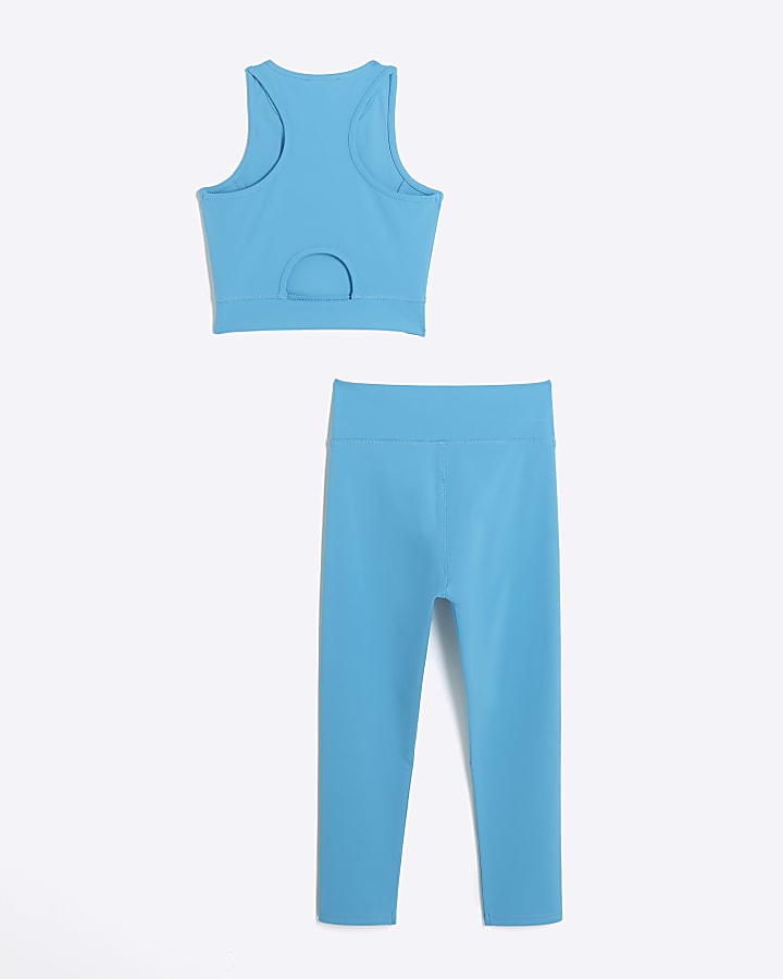 Girls blue RI active top and leggings set