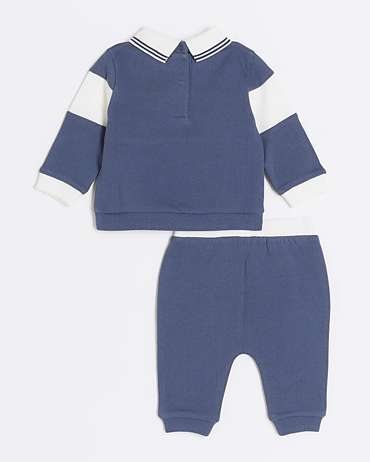 Baby boys blue embroidered sweatshirt set