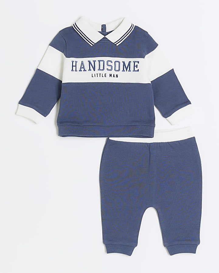 Baby boys blue embroidered sweatshirt set