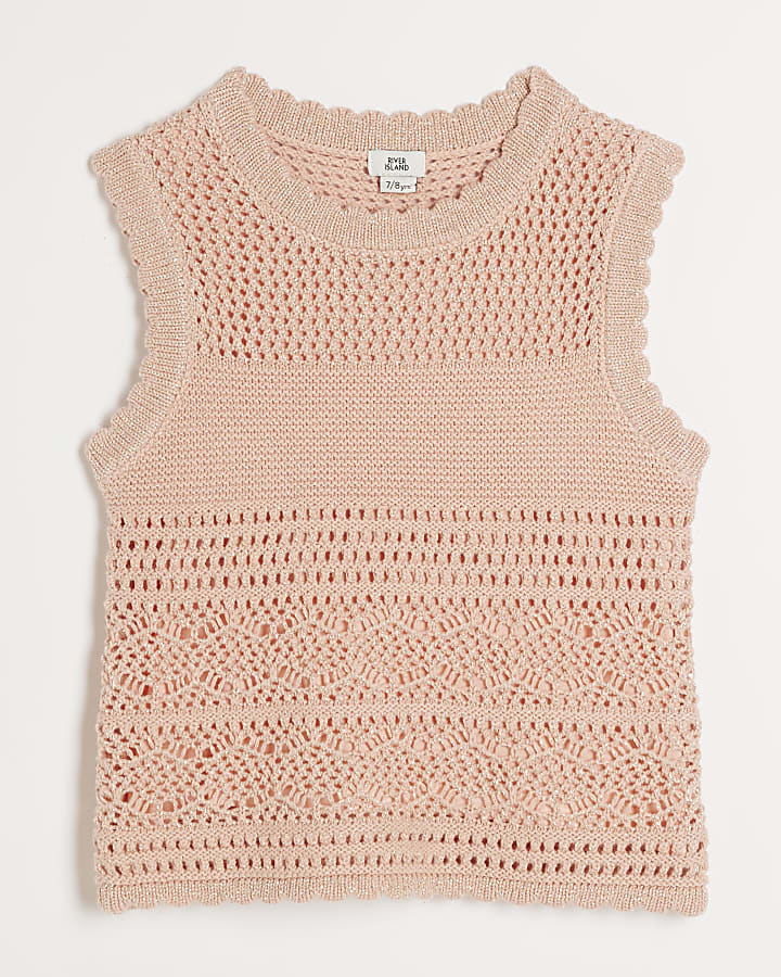 Girls orange crochet tank