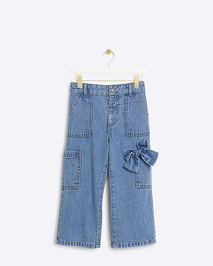 Mini Girls Blue Carpenter Straight Fit Jeans