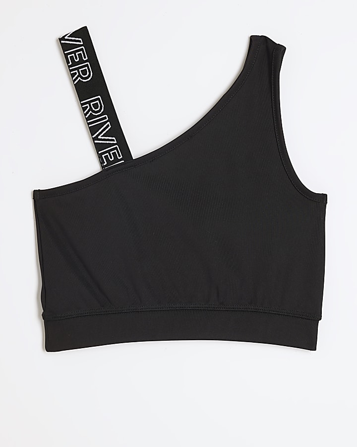 Girls black one shoulder RI active top