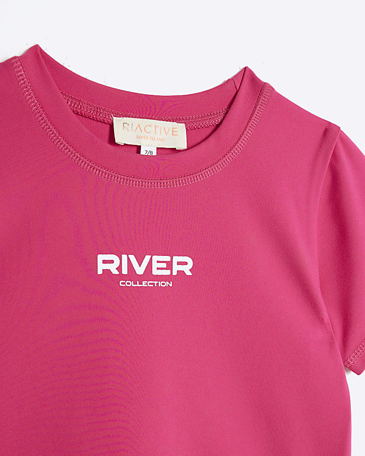 Girls Pink RI Active T-shirt and Skort Set