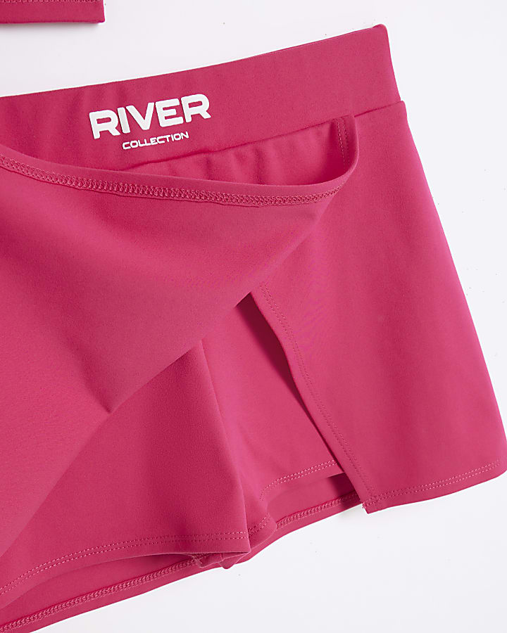 Girls Pink RI Active T-shirt and Skort Set