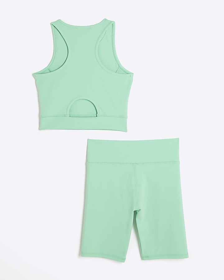 Girls green RI active graphic tank set