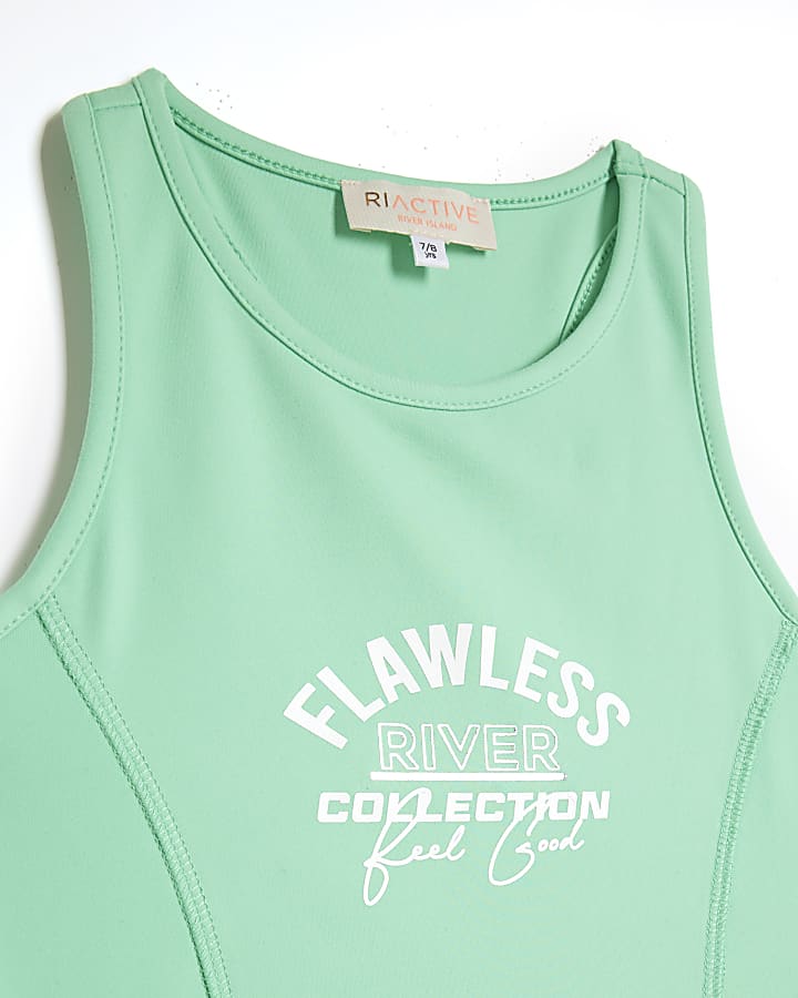 Girls green RI active graphic tank set