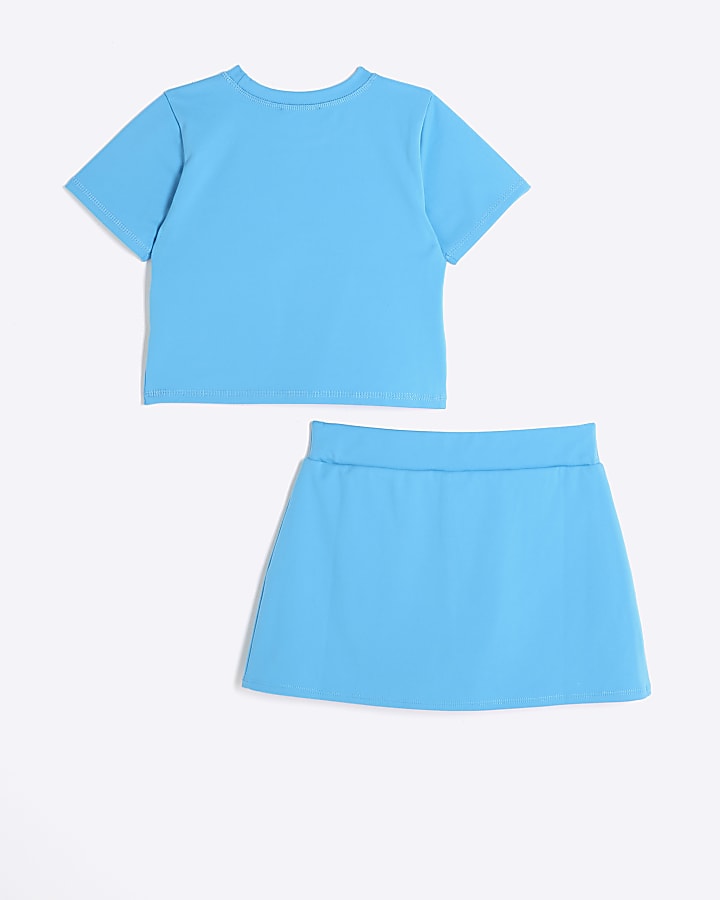 Girls Blue RI Active T-shirt and Skort Set