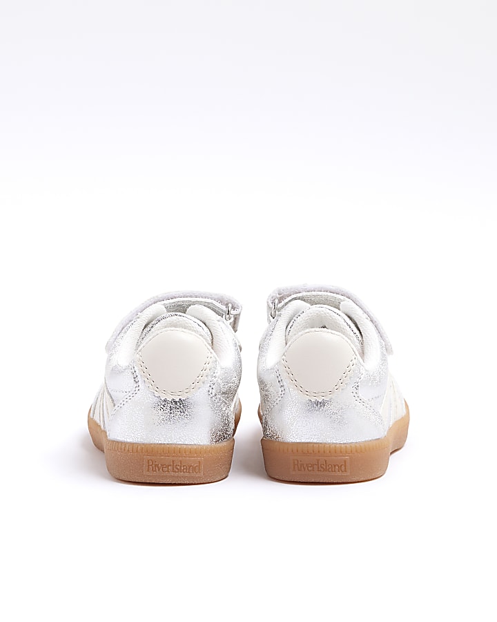Mini girls silver metallic trainers