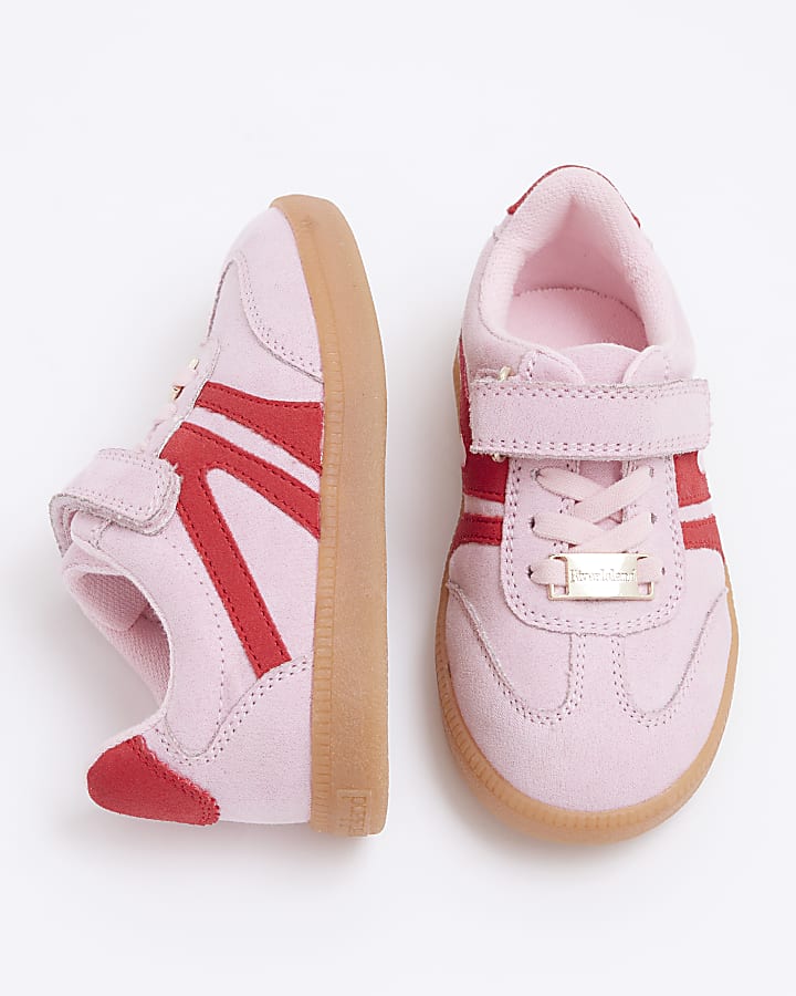 Mini girls pink panel trainers