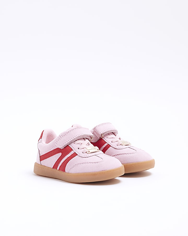 Mini girls pink panel trainers