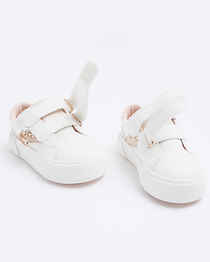 Mini Girls Rose Gold Glitter Trainers