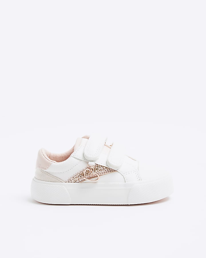 Mini Girls Rose Gold Glitter Trainers