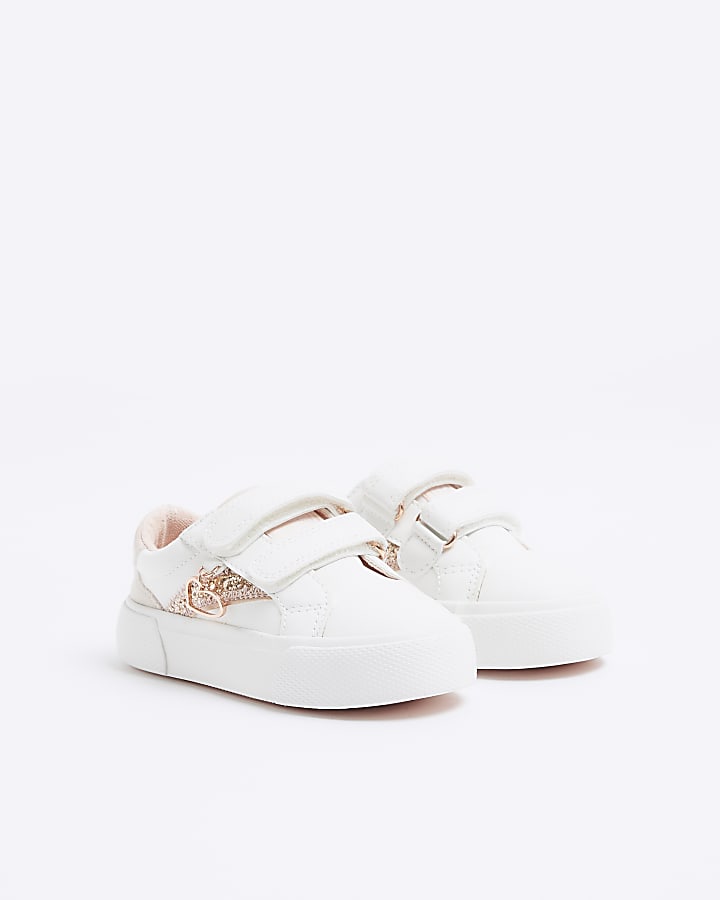 Mini Girls Rose Gold Glitter Trainers