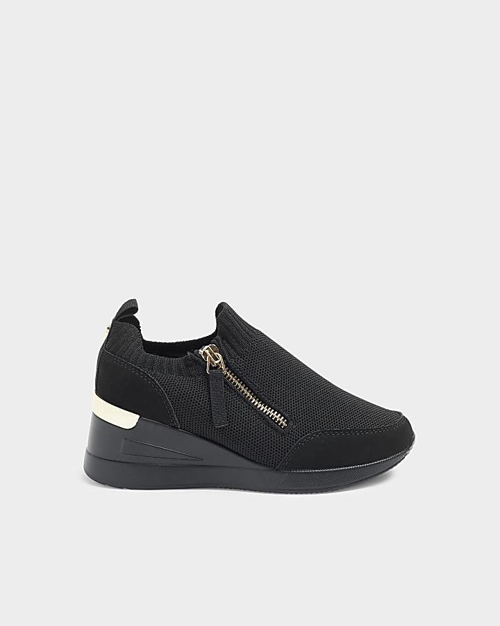 Nike black wedge trainers on sale