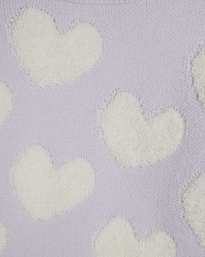 Girls purple boucle heart jumper