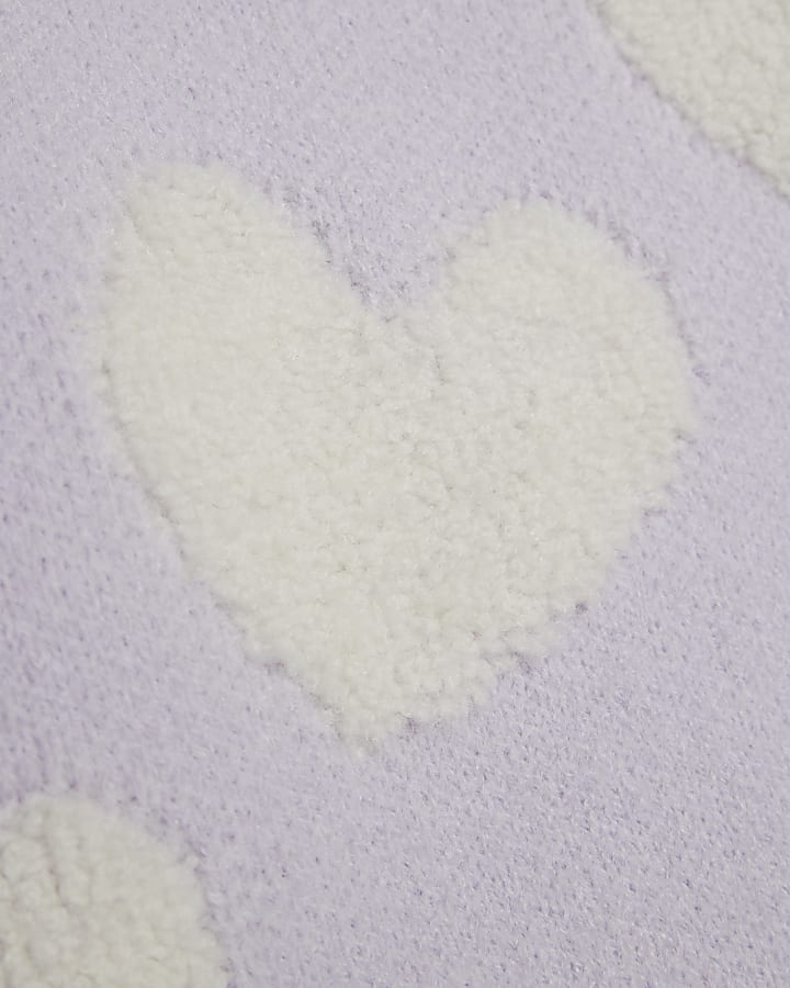 Girls purple boucle heart jumper