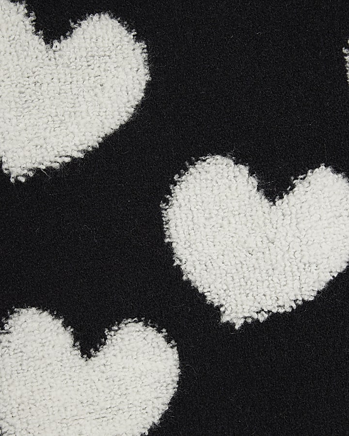 Girls black boucle heart jumper