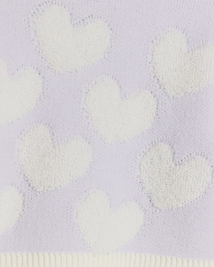 Mini girls purple boucle heart jumper