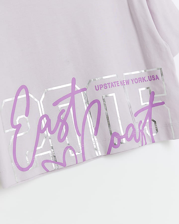 Girls purple graphic print t-shirt